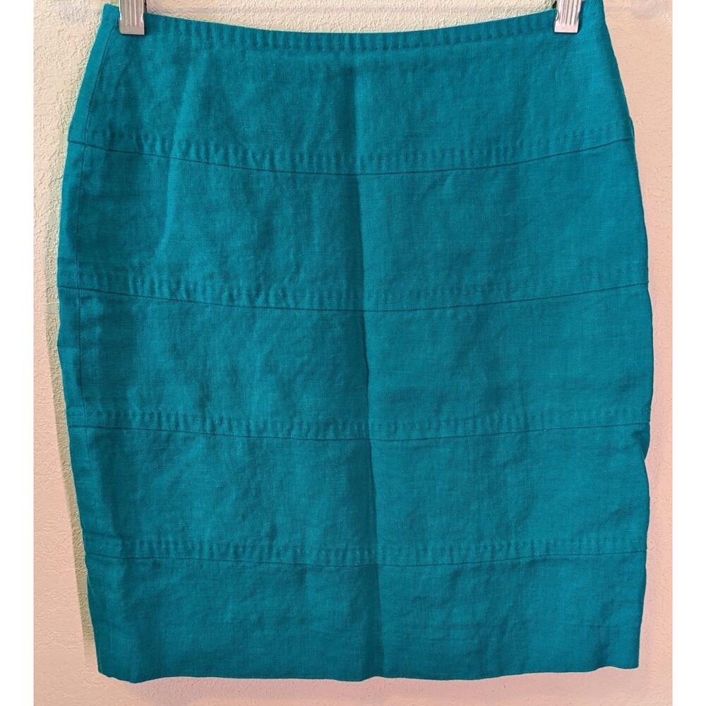 Banana Republic Teal Blue Linen Pencil Skirt Women's Size 2 (28x19) (862m)